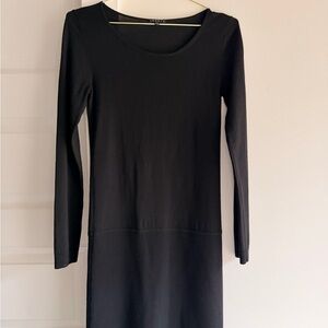 Theory Black Long Sleeve Scoop Neck Dress